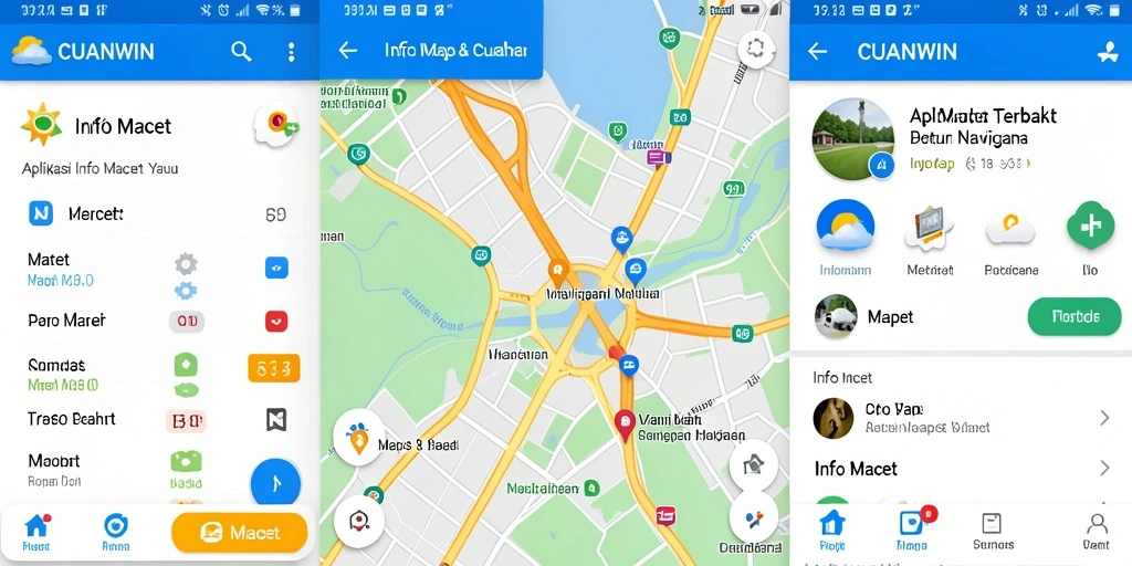 Antarmuka aplikasi CUANWIN dengan informasi kemacetan yang jelas.