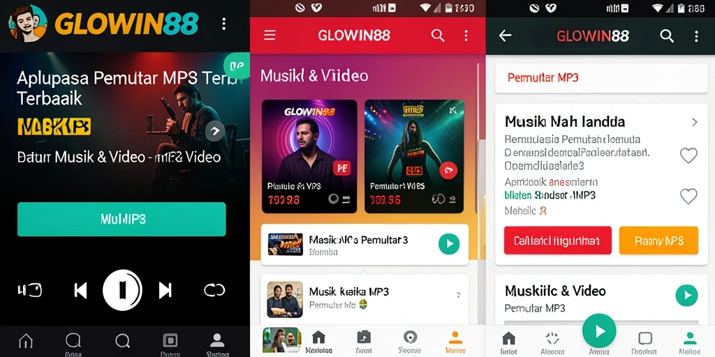 Antarmuka GLOWIN88 yang menarik saat memutar lagu favorit.