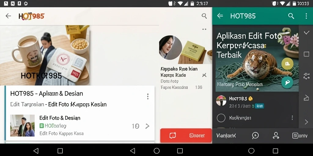 Tampilan antarmuka utama HOT985 dengan fitur Edit Foto Kertas Kaca.