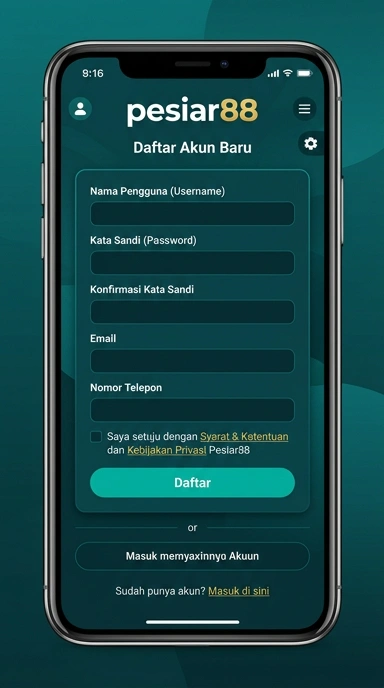 Tampilan halaman daftar pesiar88